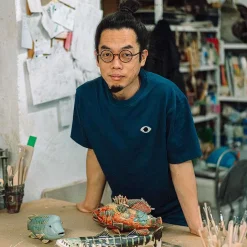 T-Shirt Oversize In Cotone Biologico | Origine Dell'Inchiostro Blu